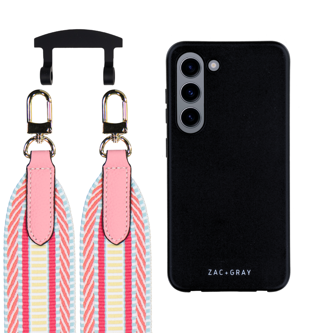 Samsung S23 MIDNIGHT BLACK CASE + PATTERNED STRAP