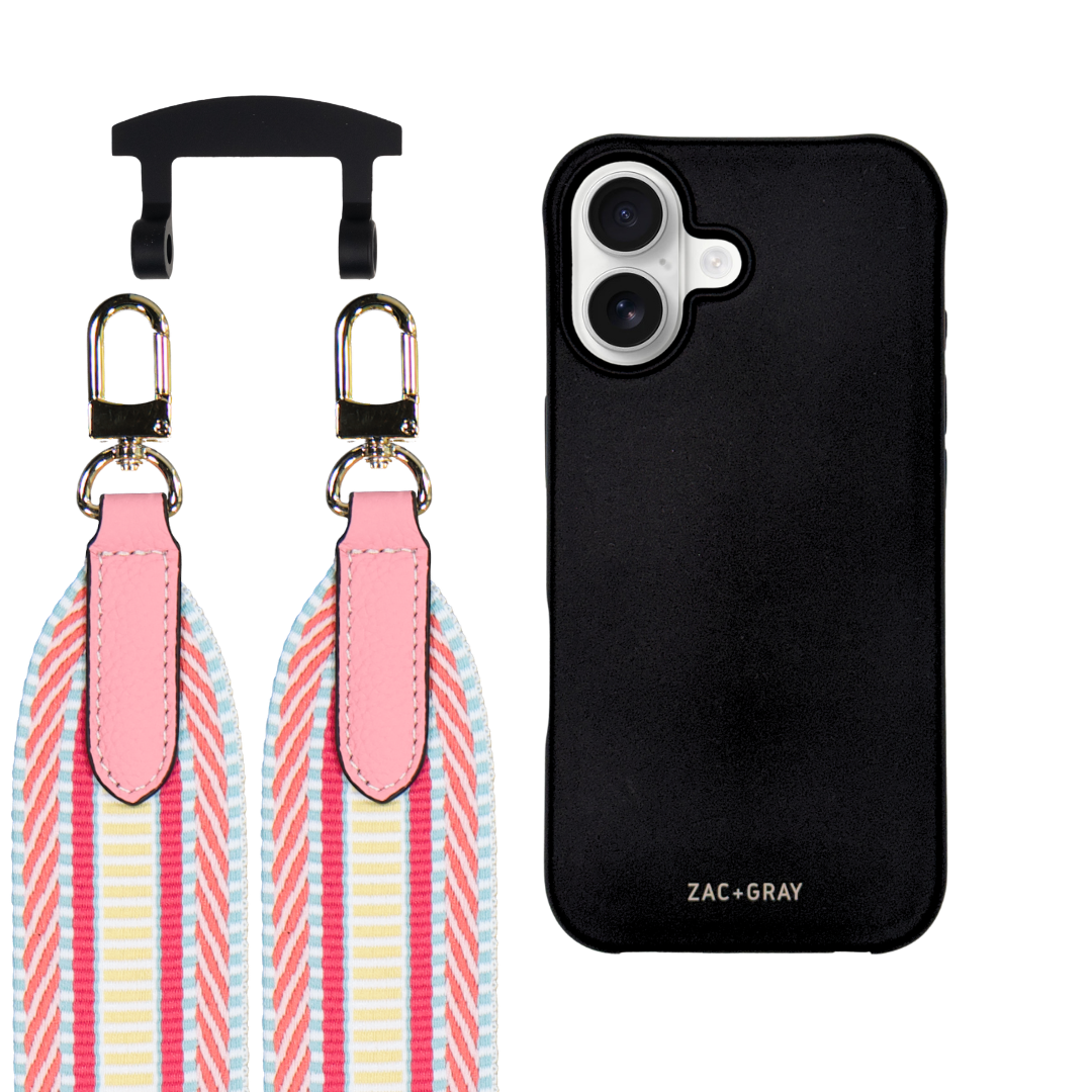 iPhone 17 MIDNIGHT BLACK CASE + PATTERNED STRAP