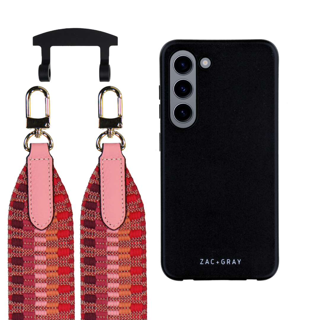 Samsung S23 MIDNIGHT BLACK CASE + PATTERNED STRAP