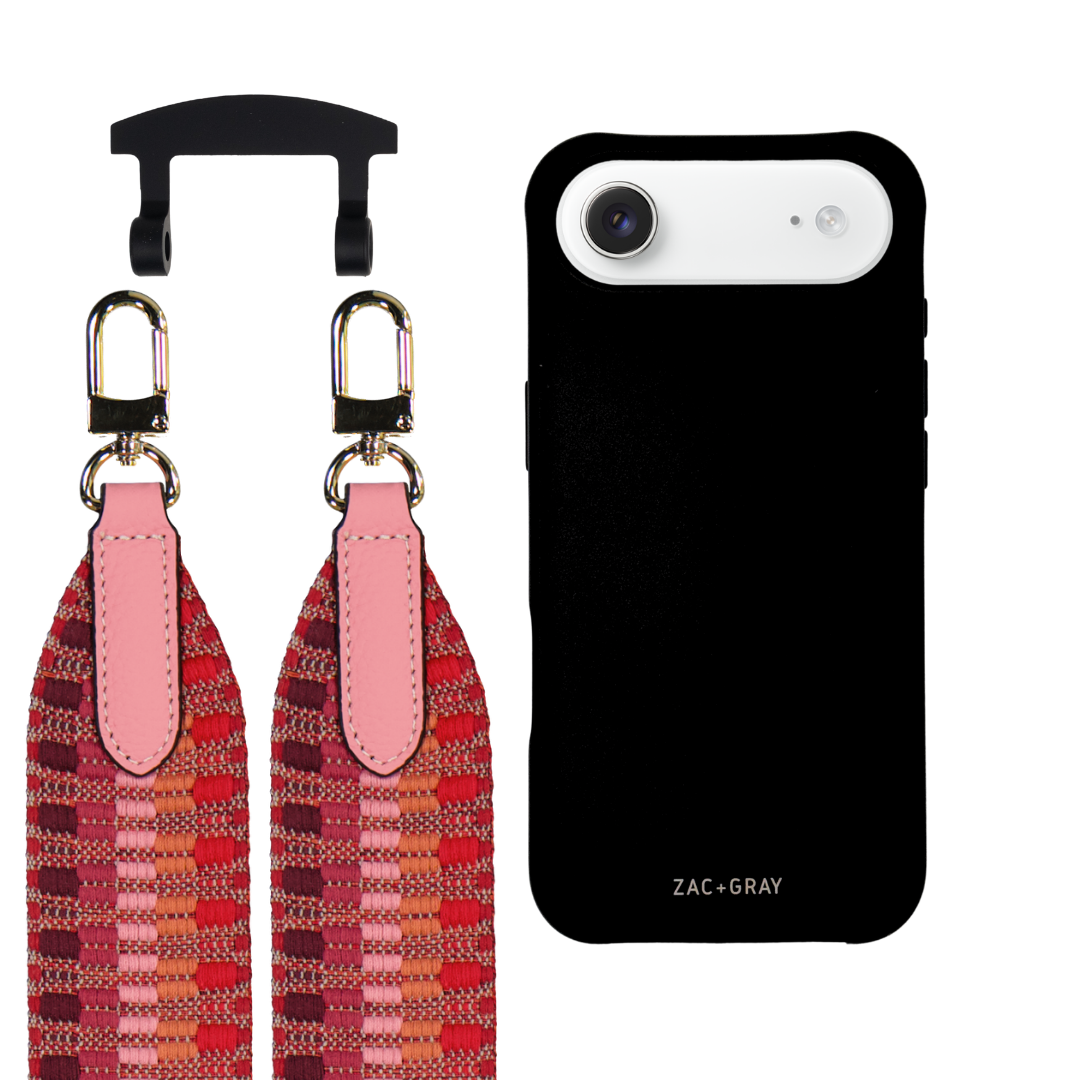 iPhone 17 Air MIDNIGHT BLACK CASE + PATTERNED STRAP