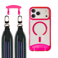 HOT PINK TRANSPARENT CASE + PATTERNED STRAP