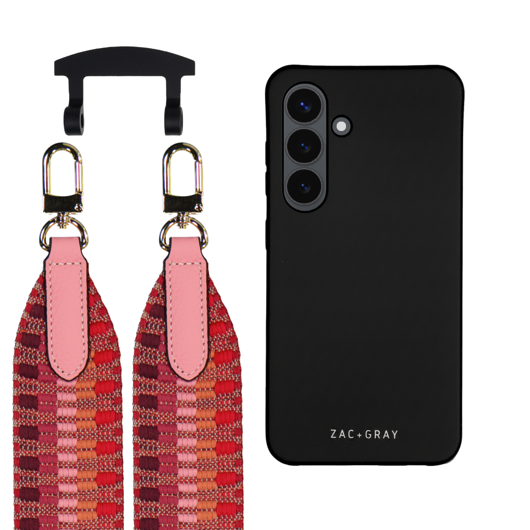 Samsung S24 MIDNIGHT BLACK CASE + PATTERNED STRAP