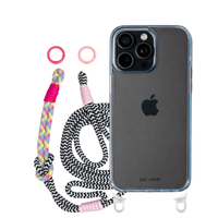 iPhone 16 Pro Max SKY BLUE TRANSPARENT CASE + KNOTTED CORD