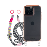 iPhone 16 Plus POWDER PINK TRANSPARENT CASE + KNOTTED CORD
