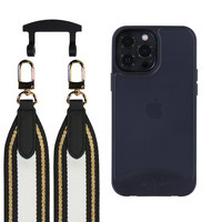 iPhone 13 Pro FROSTED MIDNIGHT BLACK CASE + PATTERNED STRAP