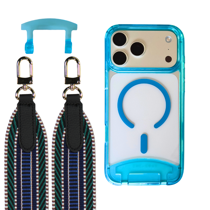 iPhone 17 Air AQUAMARINE TRANSPARENT CASE + PATTERNED STRAP