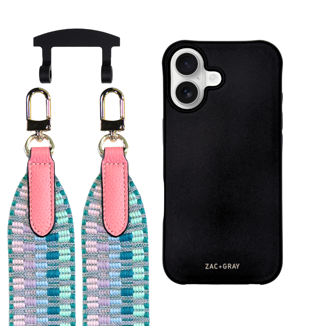 iPhone 17 MIDNIGHT BLACK CASE + PATTERNED STRAP