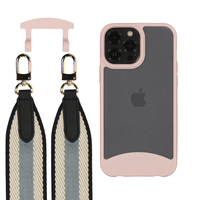 iPhone 12 and 12 Pro FROSTED ROSÉ PINK CASE + PATTERNED STRAP