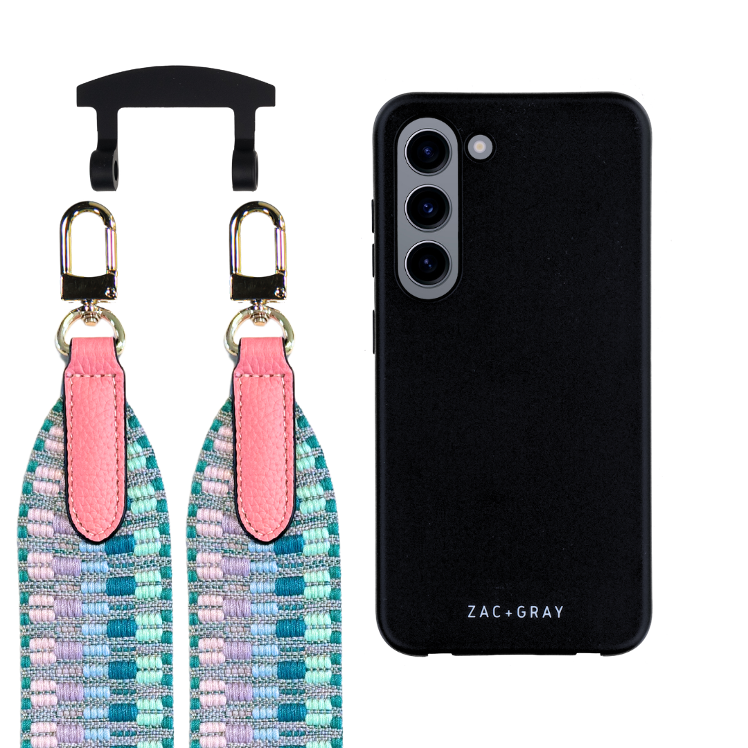 Samsung S23 MIDNIGHT BLACK CASE + PATTERNED STRAP