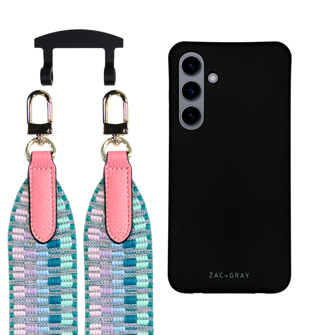 Samsung S24 MIDNIGHT BLACK CASE + PATTERNED STRAP