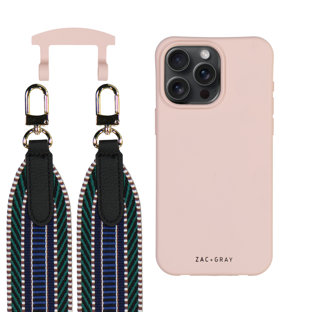 iPhone 6 / 6s / 7 / 8 / SE (2020 & 2022) ROSÉ PINK CASE + PATTERNED STRAP