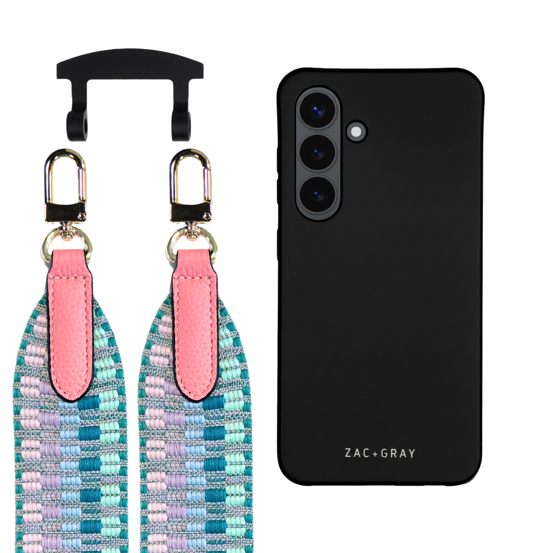 Samsung S24 MIDNIGHT BLACK CASE + PATTERNED STRAP
