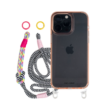 iPhone 16 Plus POWDER PINK TRANSPARENT CASE + KNOTTED CORD