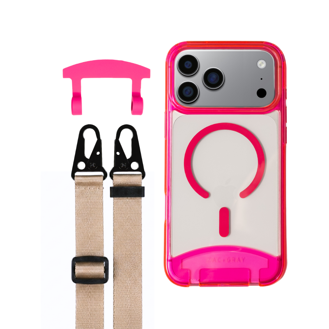iPhone 17 Pro HOT PINK TRANSPARENT CASE + STRAP