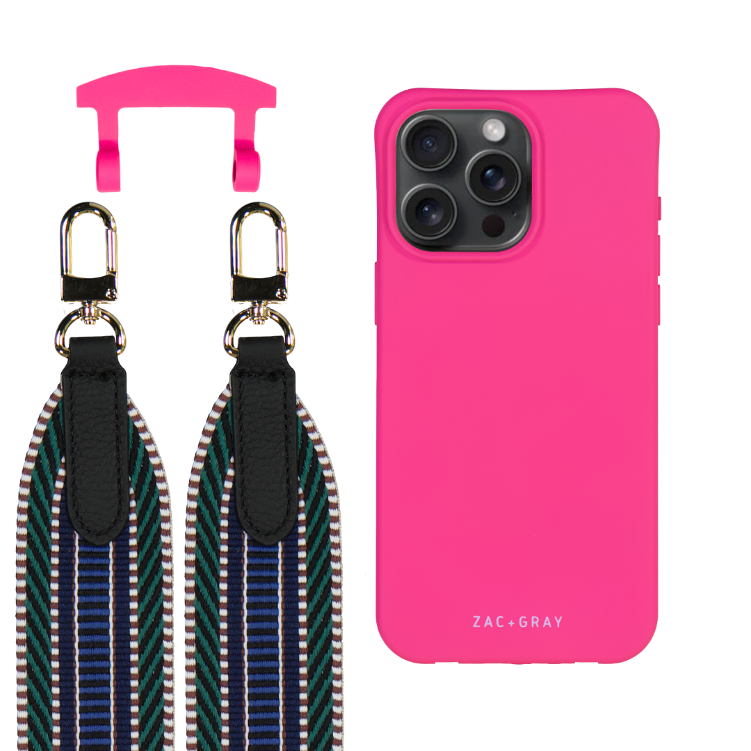iPhone 12 Pro Max HOT PINK CASE + PATTERNED STRAP