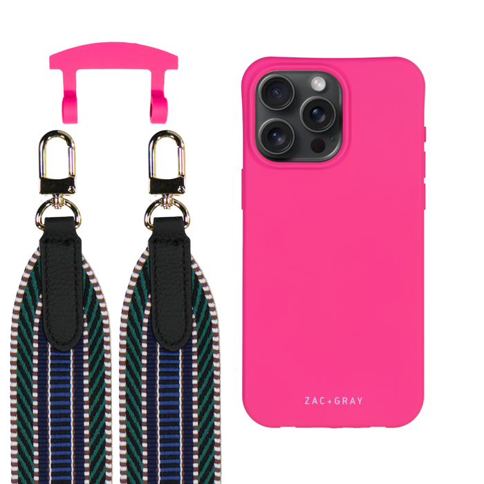 iPhone 12 and 12 Pro HOT PINK CASE + PATTERNED STRAP