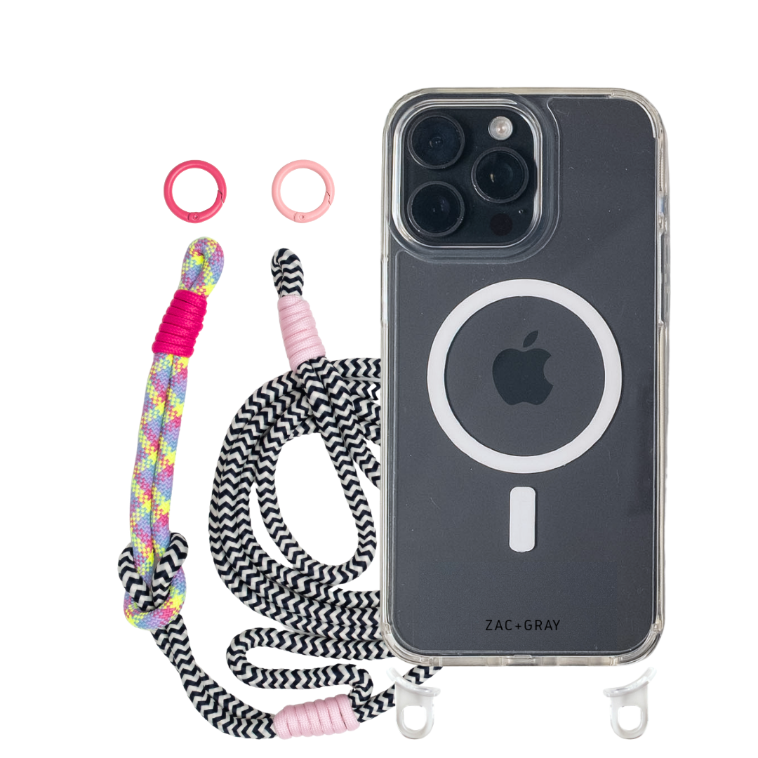 iPhone 15 Pro CRYSTAL CLEAR TRANSPARENT CASE + KNOTTED CORD