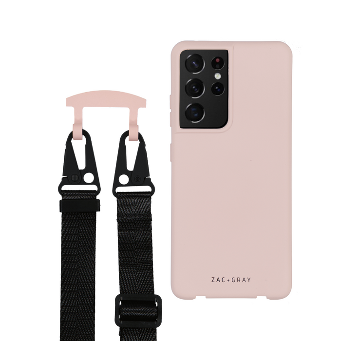 Samsung S20 FE ROSÉ PINK CASE + MIDNIGHT BLACK STRAP