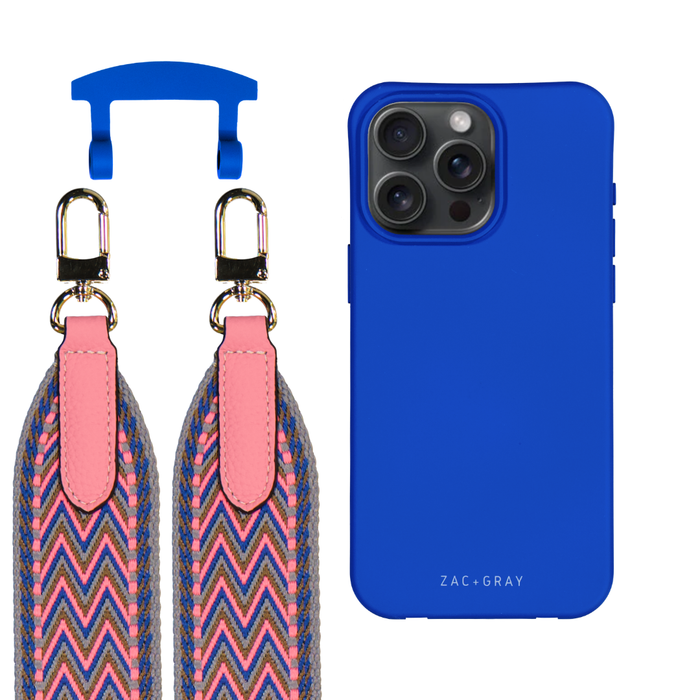 iPhone 17 Pro Max COBALT BLUE CASE + PATTERNED STRAP