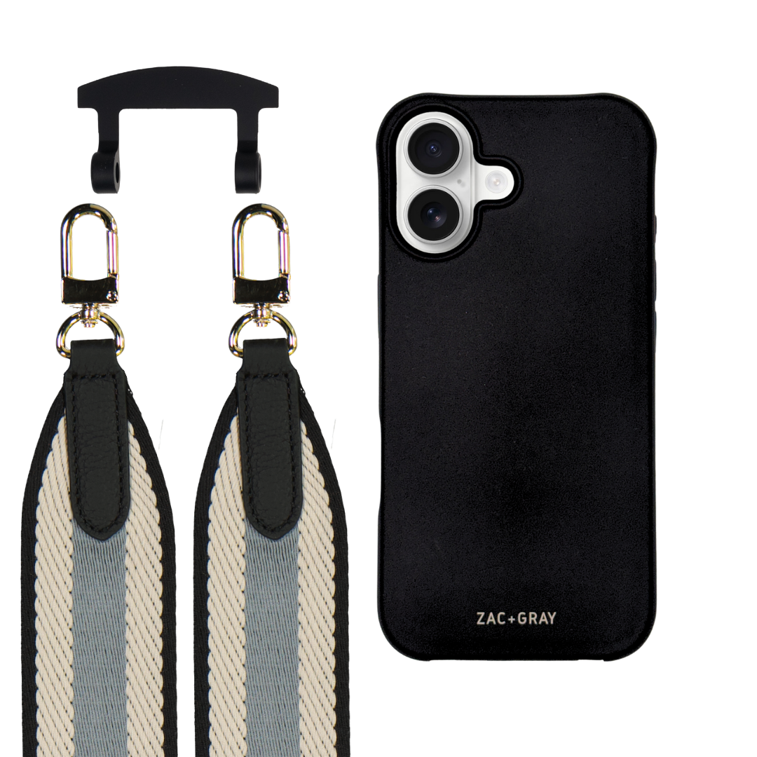 iPhone 17 MIDNIGHT BLACK CASE + PATTERNED STRAP
