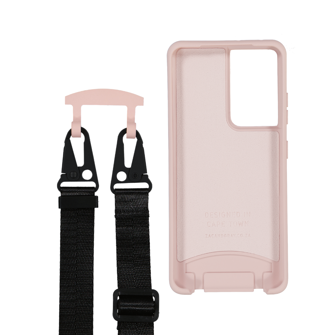 Samsung S20 ROSÉ PINK CASE + MIDNIGHT BLACK STRAP