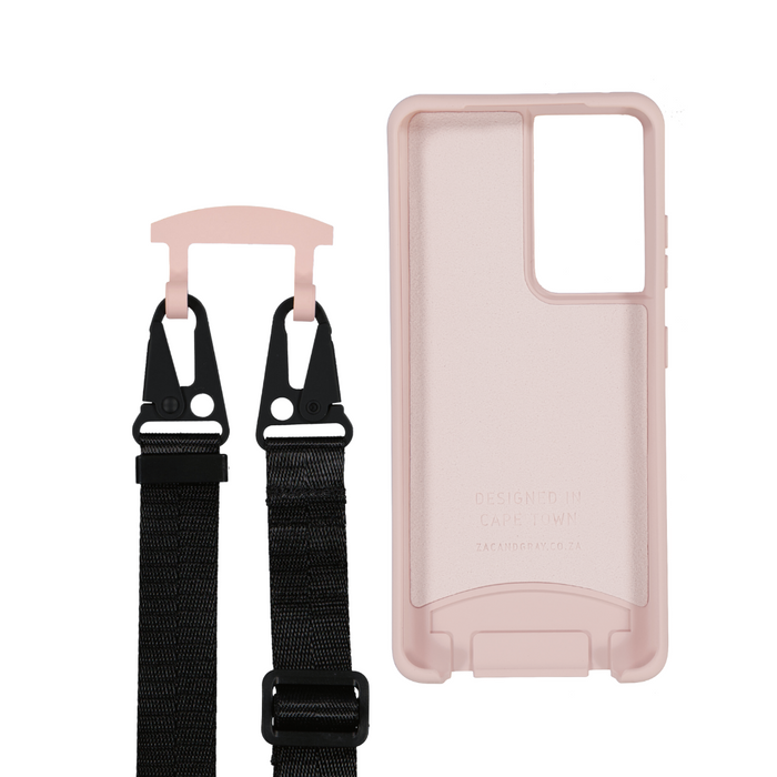 Samsung S20 ROSÉ PINK CASE + MIDNIGHT BLACK STRAP