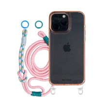 iPhone 16 Plus POWDER PINK TRANSPARENT CASE + KNOTTED CORD