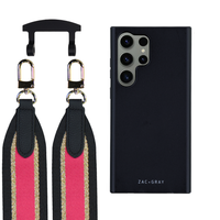 Samsung S25 Ultra MIDNIGHT BLACK CASE + PATTERNED STRAP