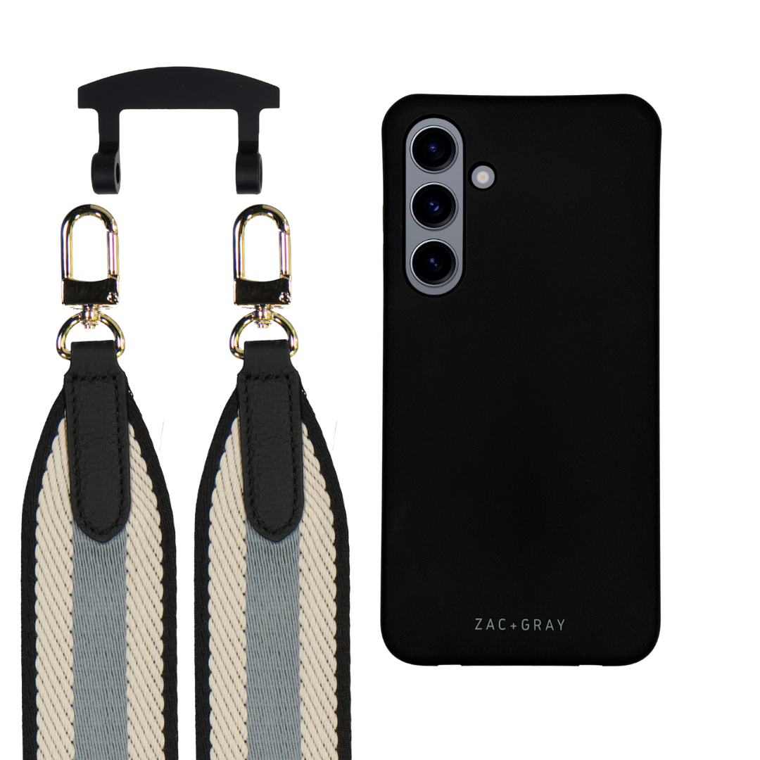 Samsung S24 MIDNIGHT BLACK CASE + PATTERNED STRAP