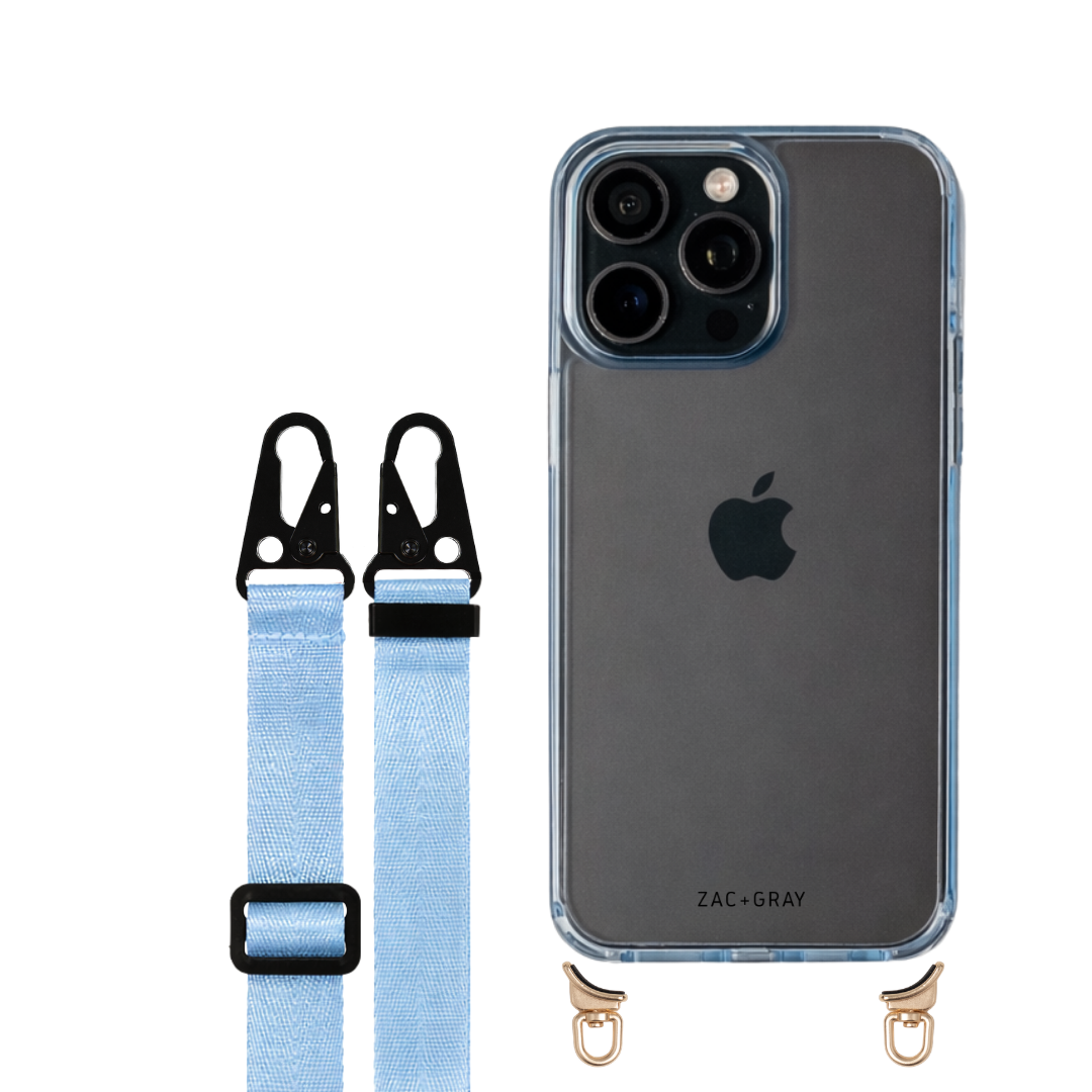 iPhone 14 Pro SKY BLUE TRANSPARENT CASE + STRAP