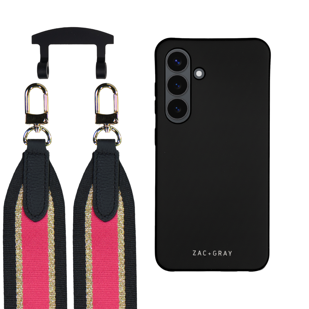 Samsung S24 MIDNIGHT BLACK CASE + PATTERNED STRAP