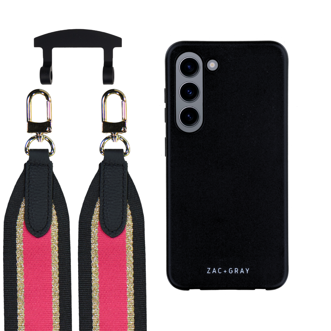 Samsung S23 MIDNIGHT BLACK CASE + PATTERNED STRAP