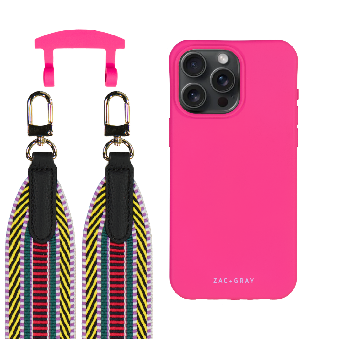 iPhone 12 Pro Max HOT PINK CASE + PATTERNED STRAP