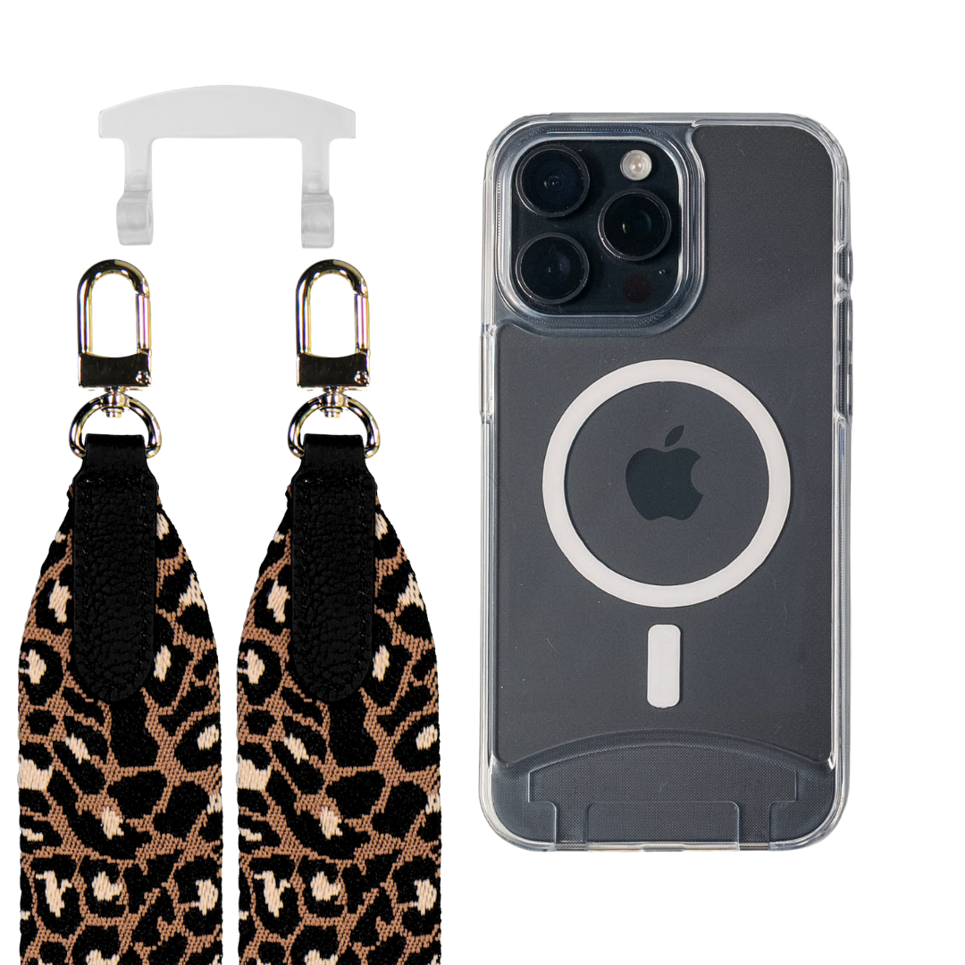 iPhone 16 Plus TRANSPARENT CASE + PATTERNED STRAP