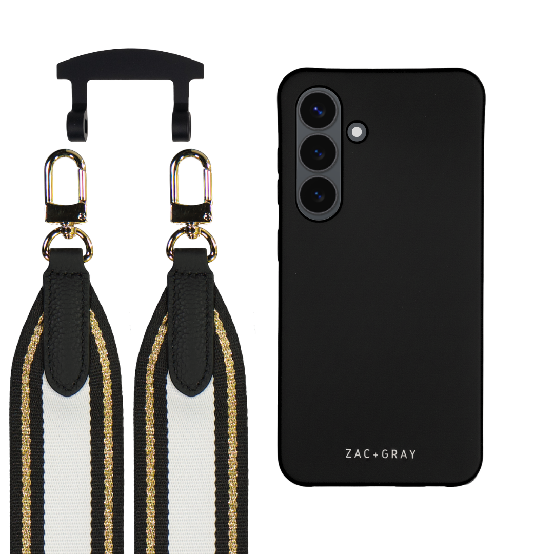 Samsung S24 MIDNIGHT BLACK CASE + PATTERNED STRAP