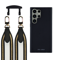 Samsung S25 Ultra MIDNIGHT BLACK CASE + PATTERNED STRAP