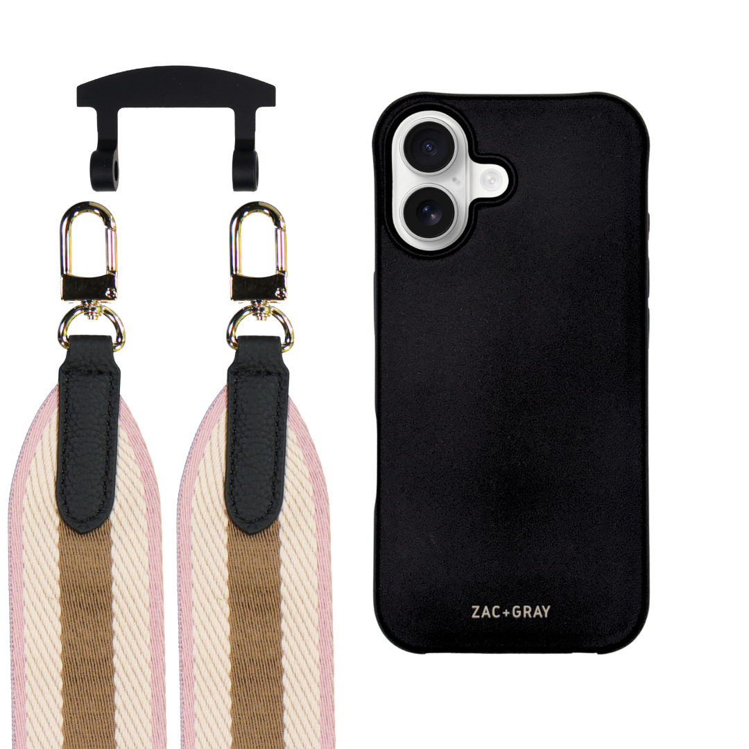iPhone 17 MIDNIGHT BLACK CASE + PATTERNED STRAP