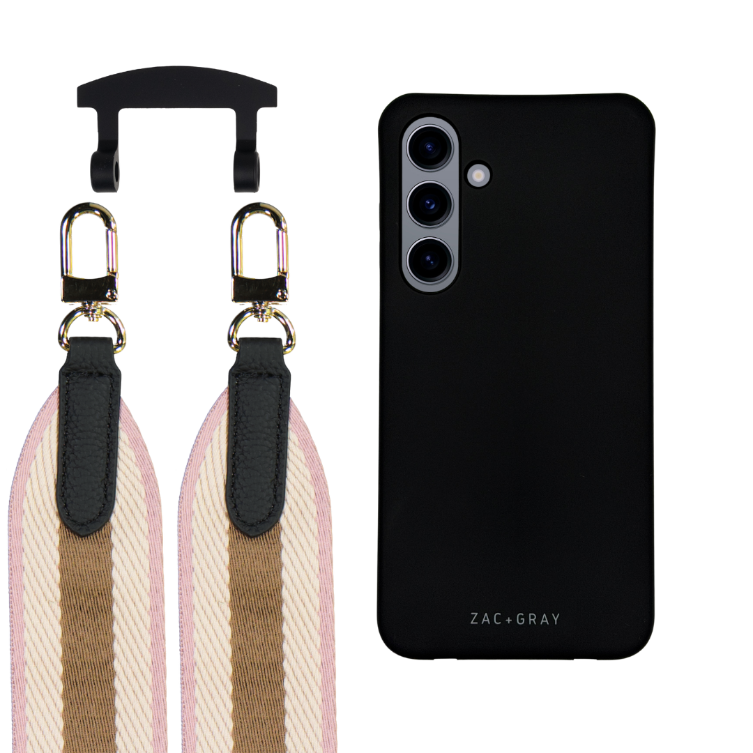 Samsung S24 MIDNIGHT BLACK CASE + PATTERNED STRAP
