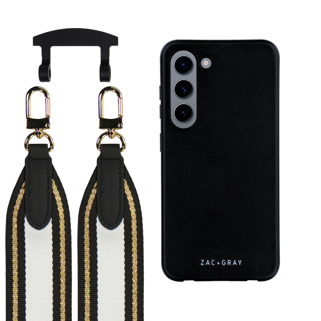 Samsung S23 MIDNIGHT BLACK CASE + PATTERNED STRAP