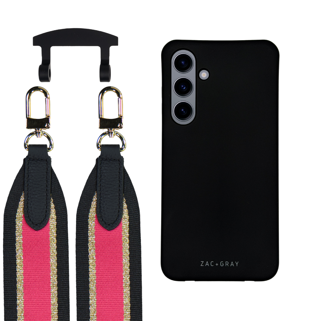 Samsung S24 MIDNIGHT BLACK CASE + PATTERNED STRAP