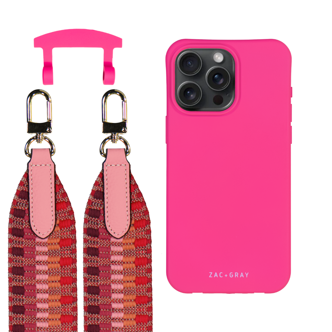 iPhone 12 Pro Max HOT PINK CASE + PATTERNED STRAP