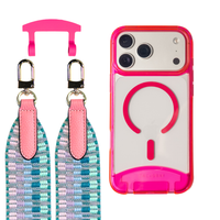 HOT PINK TRANSPARENT CASE + PATTERNED STRAP