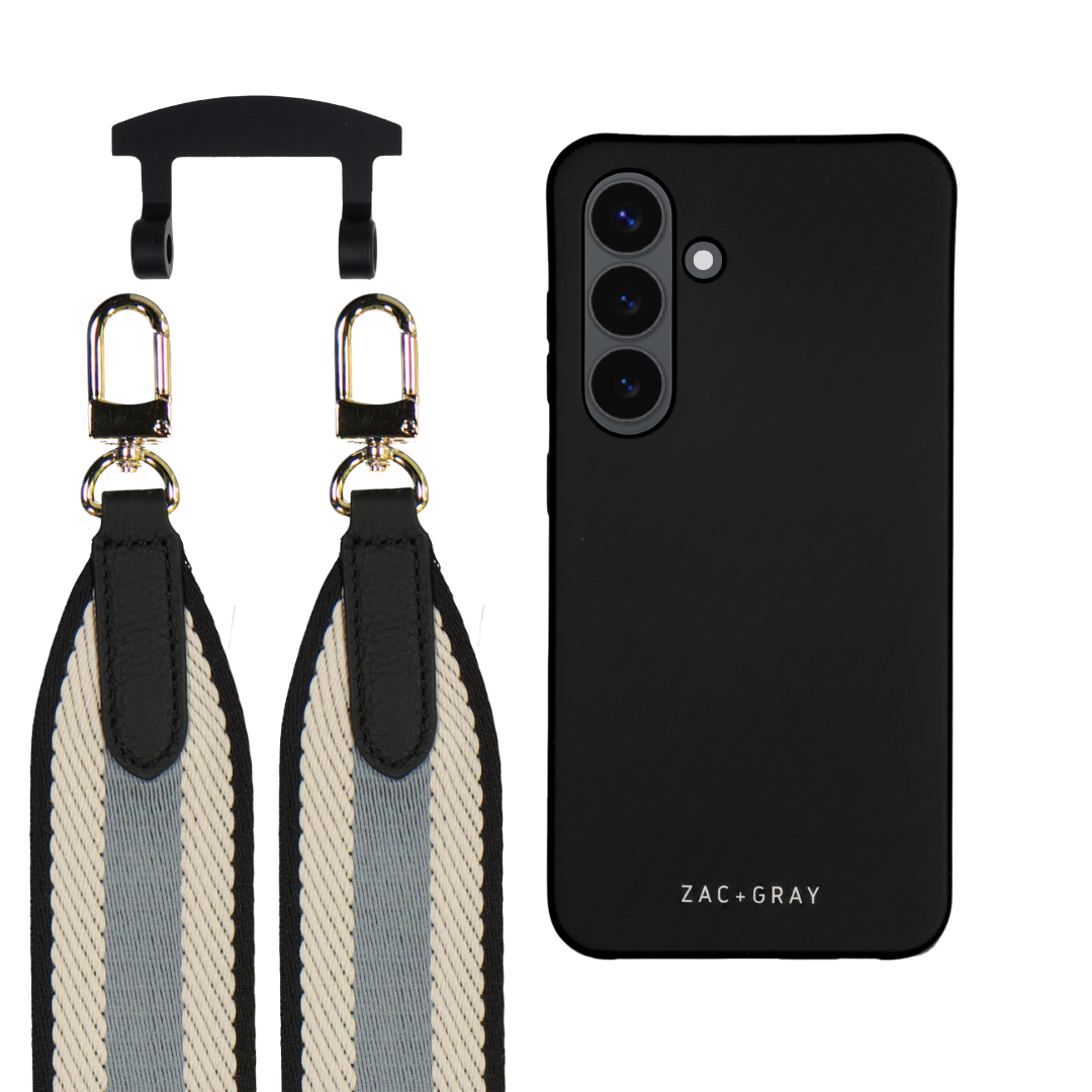 Samsung S24 MIDNIGHT BLACK CASE + PATTERNED STRAP