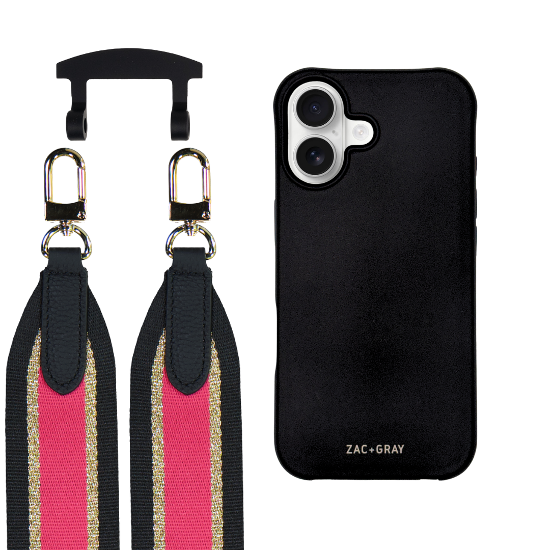 iPhone 17 MIDNIGHT BLACK CASE + PATTERNED STRAP