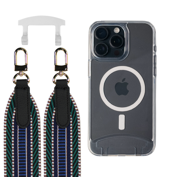 iPhone 14 Plus TRANSPARENT CASE + PATTERNED STRAP