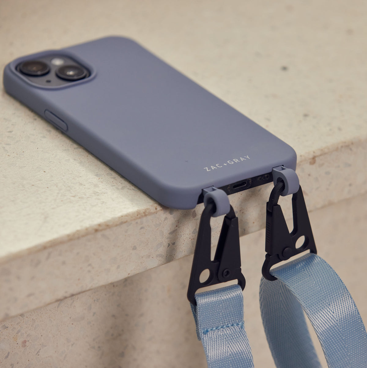 iPhone 14 BLUE FOG CASE + SKY BLUE STRAP