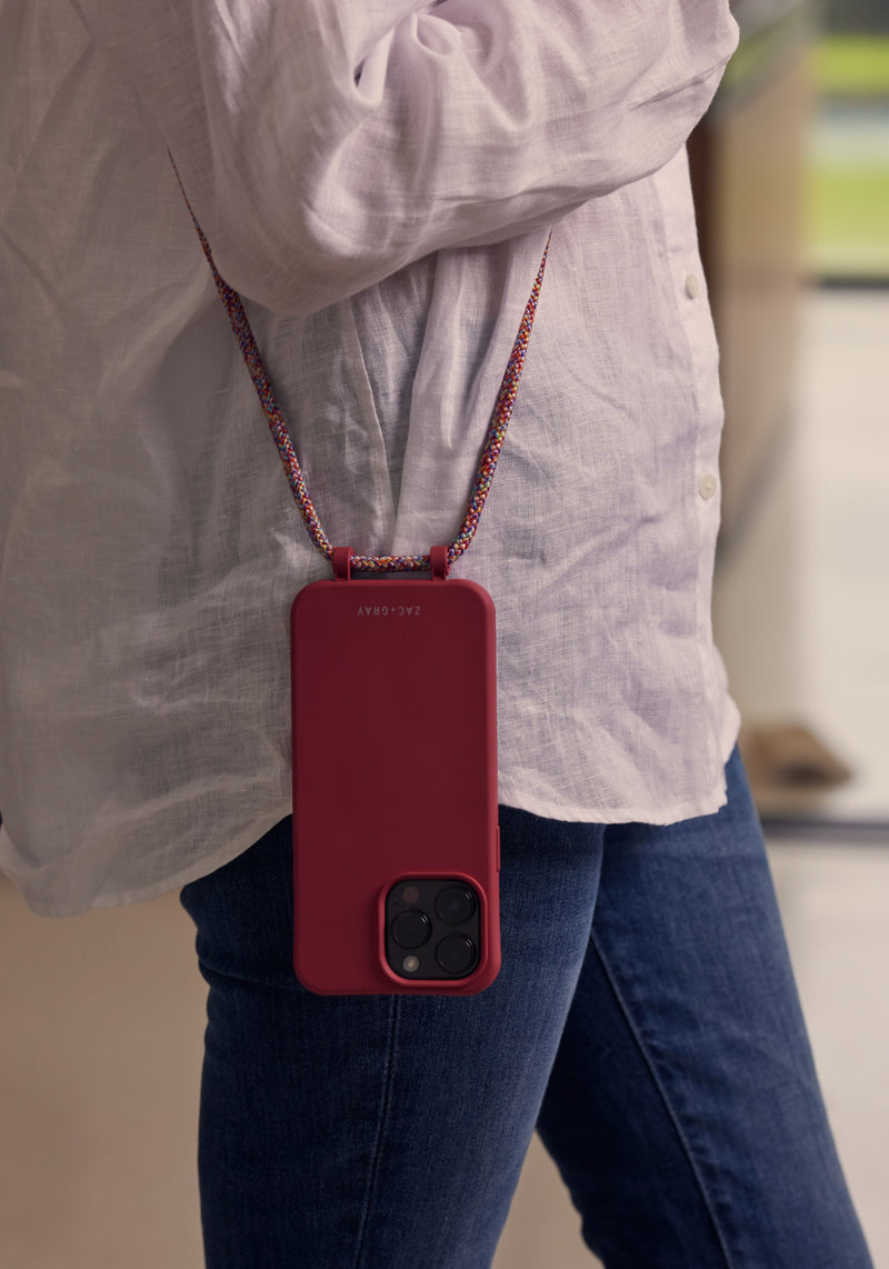 iPhone 14 Pro RASPBERRY RED CASE + RAINBOW RED CORD