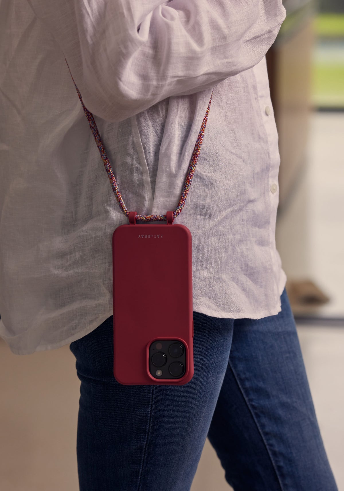 iPhone 14 RASPBERRY RED CASE + RAINBOW RED CORD