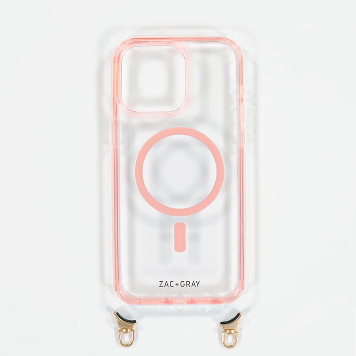 POWDER PINK TRANSPARENT CASE WITH STRAP - MAGSAFE