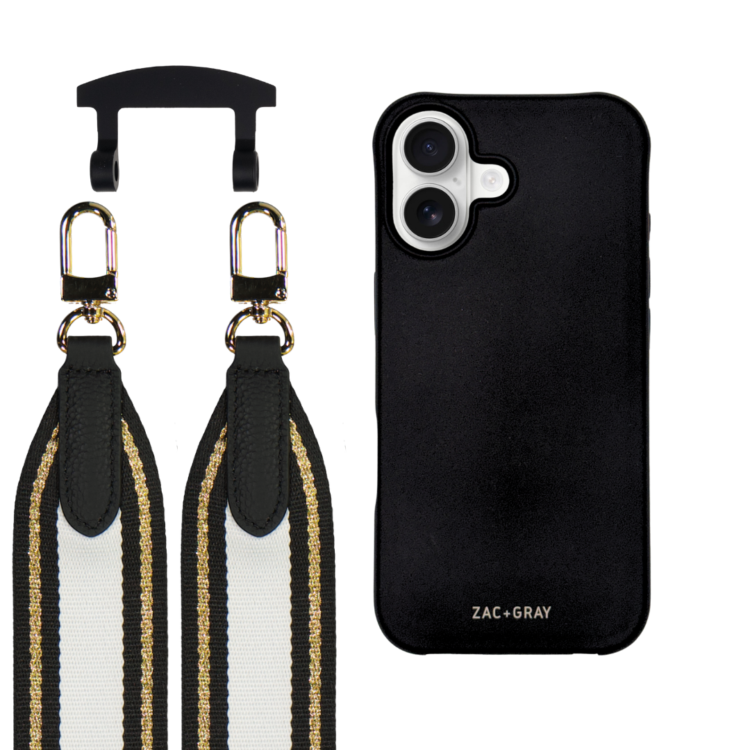 iPhone 17 MIDNIGHT BLACK CASE + PATTERNED STRAP